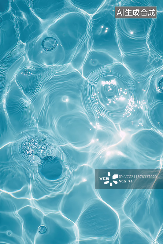 【AI数字艺术】清澈水面的光影波动图片素材