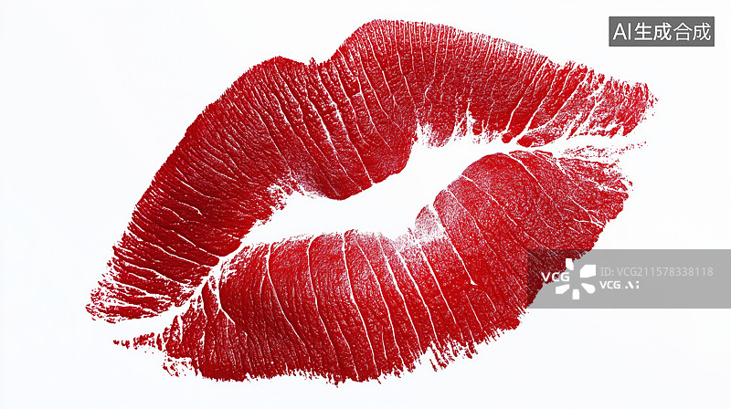 【AI数字艺术】红色唇印的特写图片素材