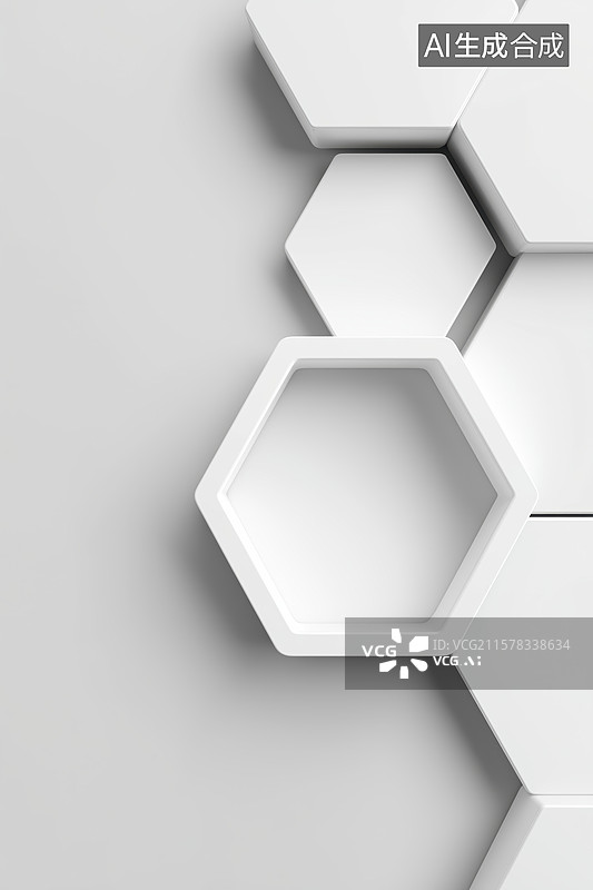 【AI数字艺术】白色六边形几何图案背景图片素材