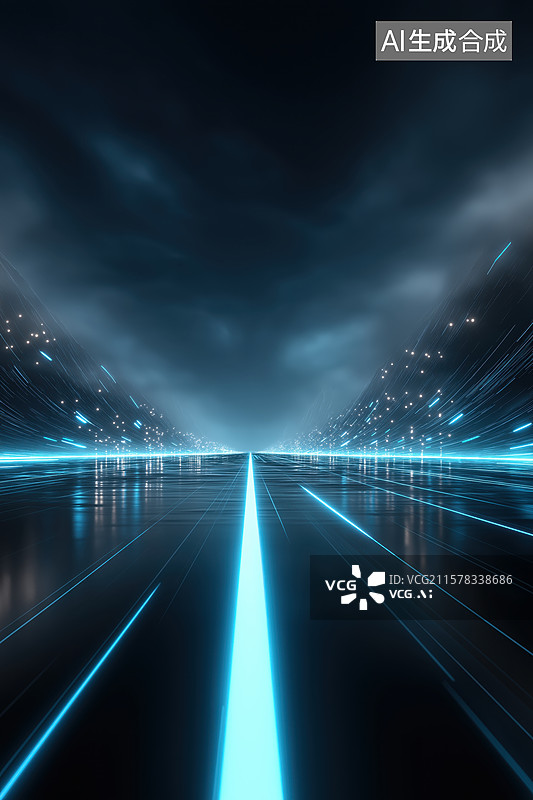 【AI数字艺术】未来科技道路夜景图片素材