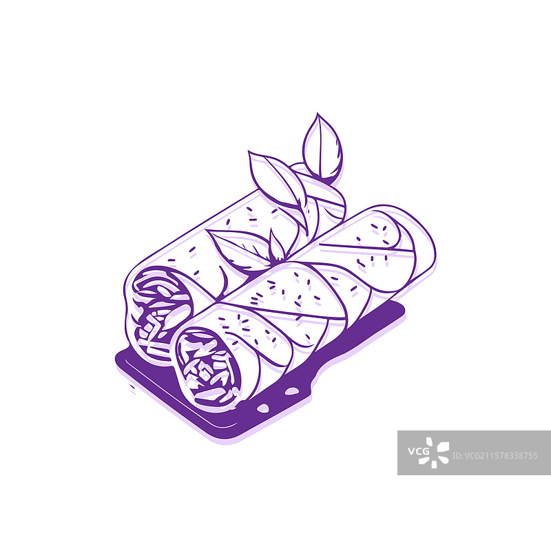 美味的春卷线条艺术图片素材