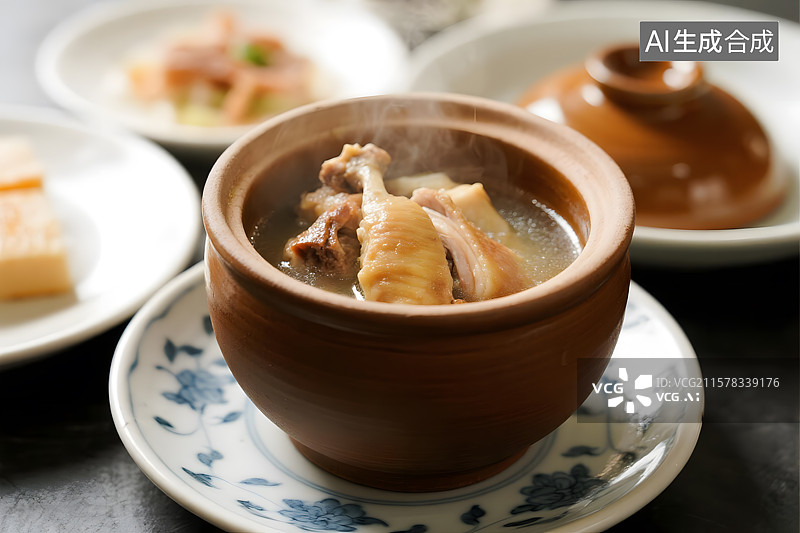 【AI数字艺术】暖心暖胃的慢炖鸡汤汽锅鸡图片素材
