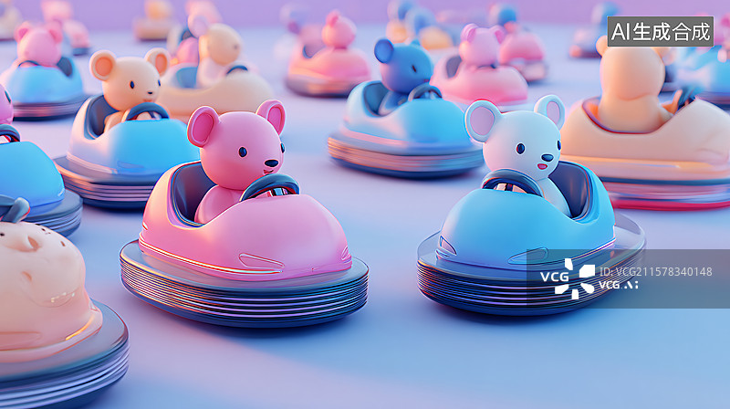 【AI数字艺术】可爱碰碰车场景图图片素材
