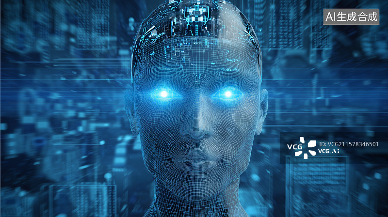 【AI数字艺术】未来科技感的人工智能机器人图片素材