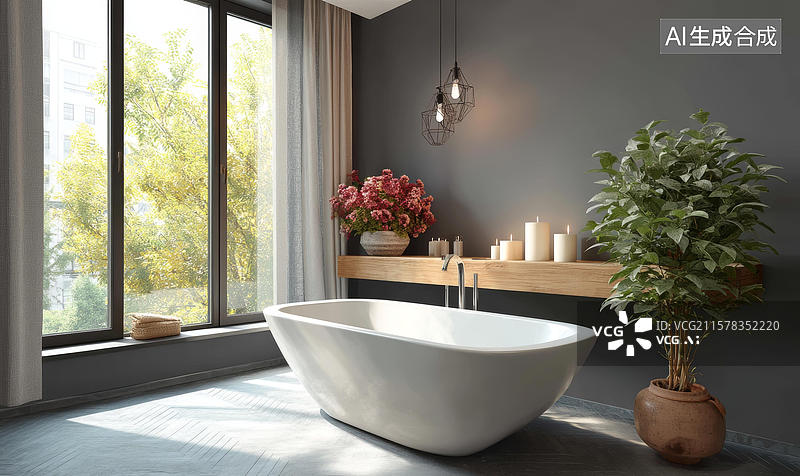 【AI数字艺术】现代简约风格的卫生间室内设计图片素材