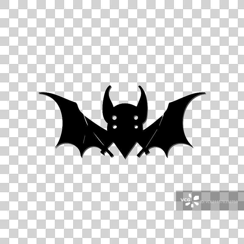 时尚的蝙蝠剪影在干净的白色画布上图片素材