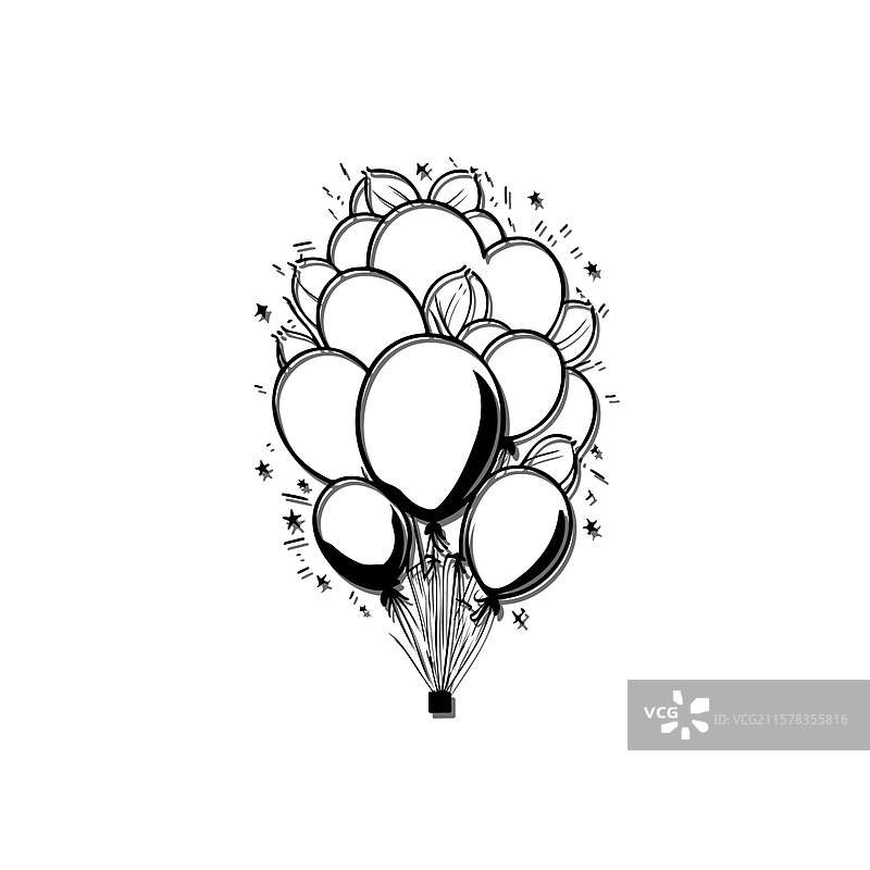 单色气球束庆祝设计图片素材