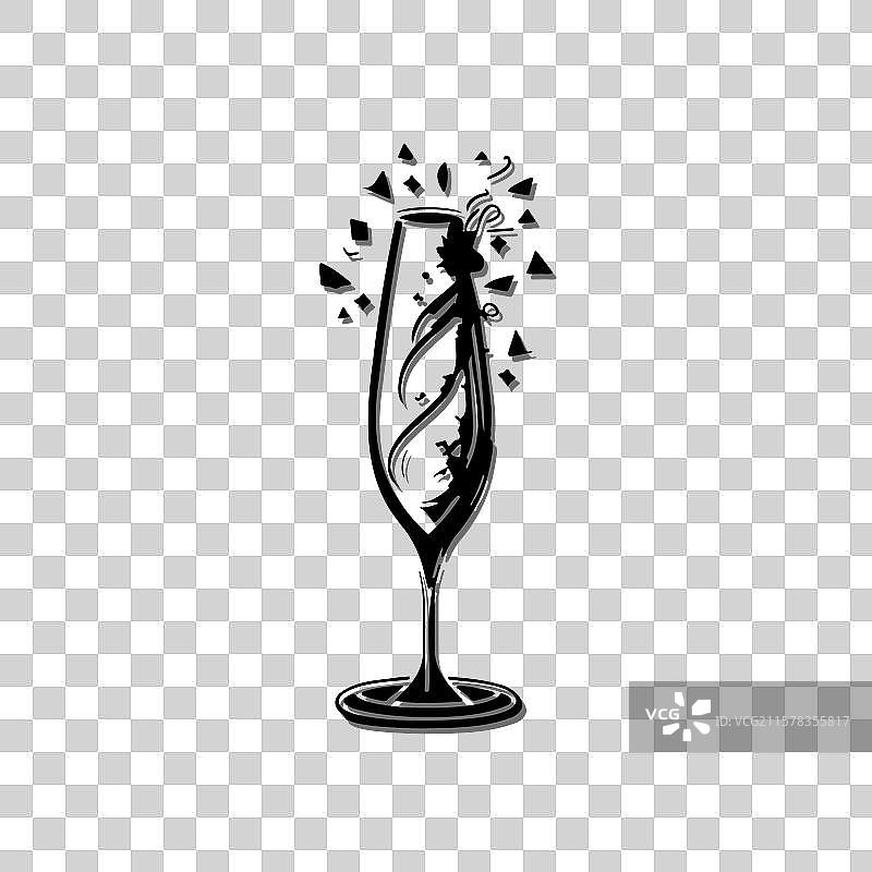 破碎玻璃剪影中的黑暗浪漫女性图片素材