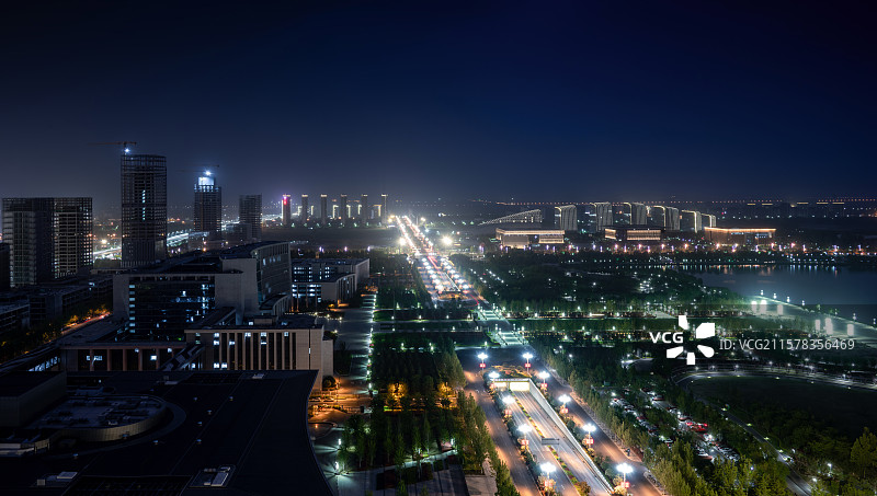 济宁太白湖新区市民公园夜景图片素材
