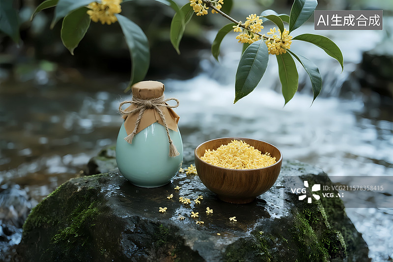 【AI数字艺术】清新秋天桂花酿酒秋分桂花图片素材