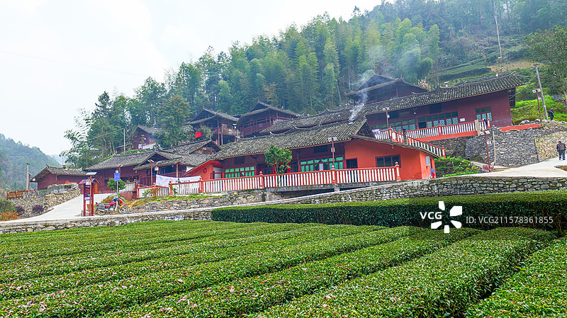 湖北恩施景区唐家院子红军屋旅游旅行航拍图片素材