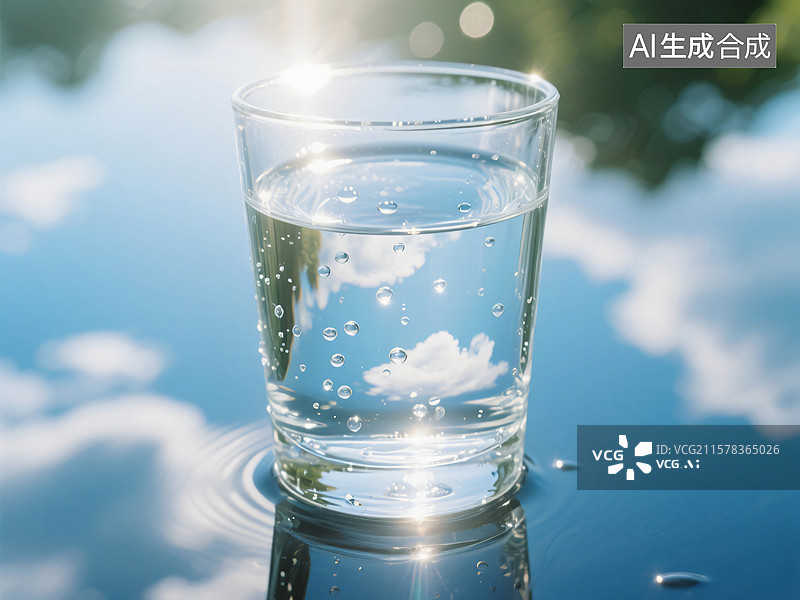 【AI数字艺术】清晨清水倒影图片素材