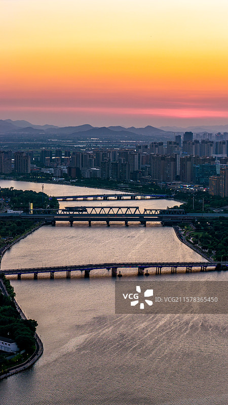 宁波姚江桥梁剪影图片素材