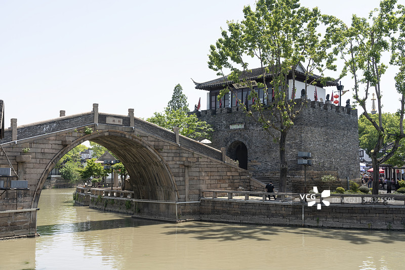 苏州枫桥大运河景区铁铃关和枫桥图片素材