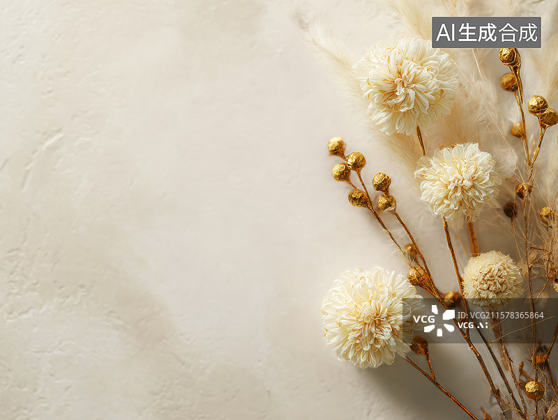 【AI数字艺术】金框雅静：轻奢大理石与自然元素的装饰构图图片素材