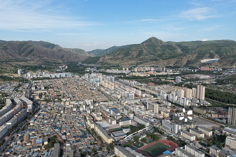 航拍青海省湟源县丹噶尔古城图片素材
