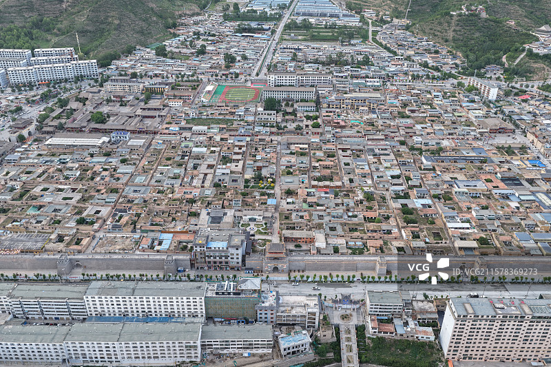 航拍青海省湟源县丹噶尔古城图片素材