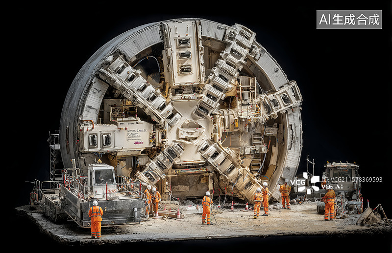 【AI数字艺术】地下掘进机施工现场图片素材