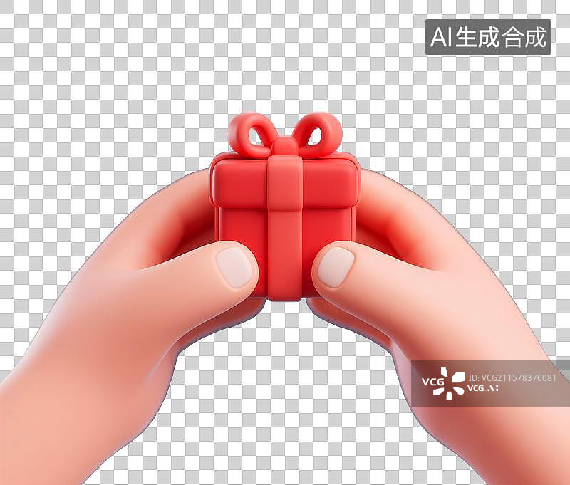 【AI数字艺术】双手捧着红色丝带礼盒活动促销配图图片素材
