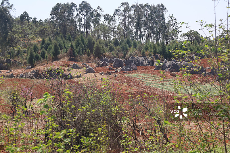 坐动车看云南，昆明，石林，大山，红土地，高速公路图片素材