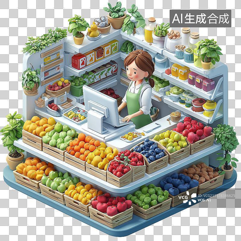 【AI数字艺术】新鲜蔬菜超市图片素材