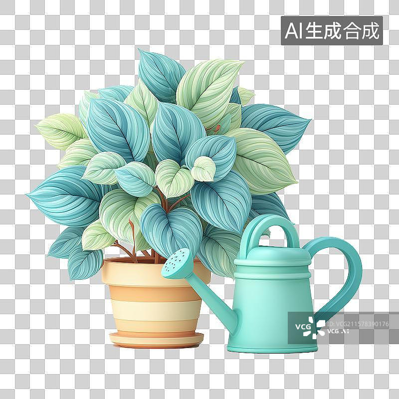 【AI数字艺术】绿植和花洒图片素材