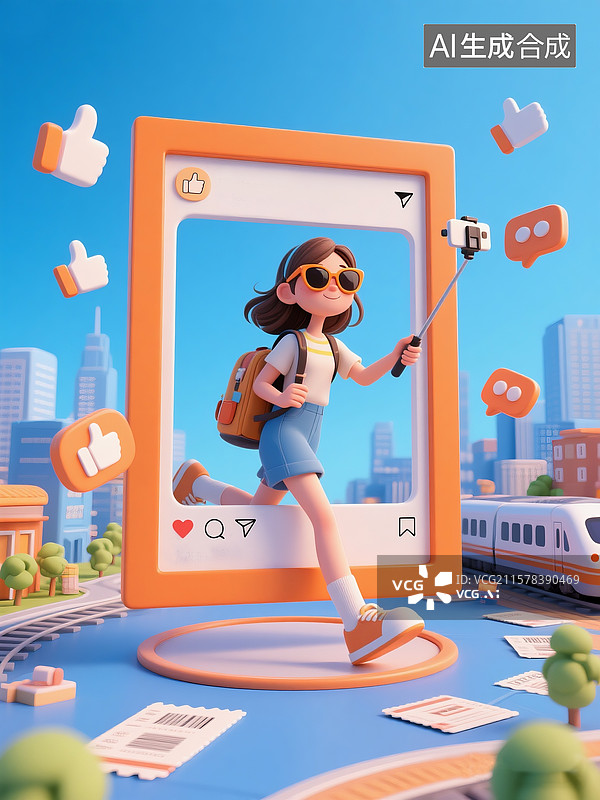【AI数字艺术】在旅行的青年女人图片素材