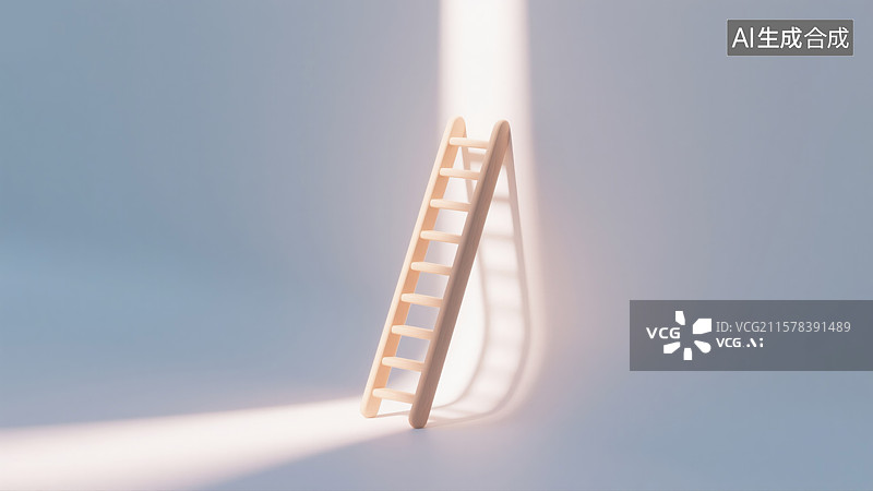 【AI数字艺术】创意3D插画白色背景上简约梯子抽象商业设计创新装修家用工具业务增长金融科技企业进步图片素材