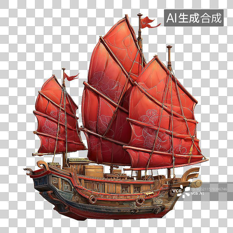 【AI数字艺术】航海帆船模型图片素材