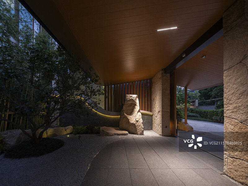 高档别墅住宅园林景观图片素材