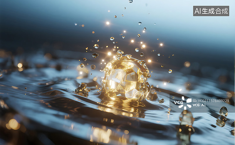 【AI数字艺术】液态铱金表面光波扩散时空涟漪光纹背景图片素材