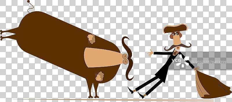 卡通斗牛士与公牛图片素材