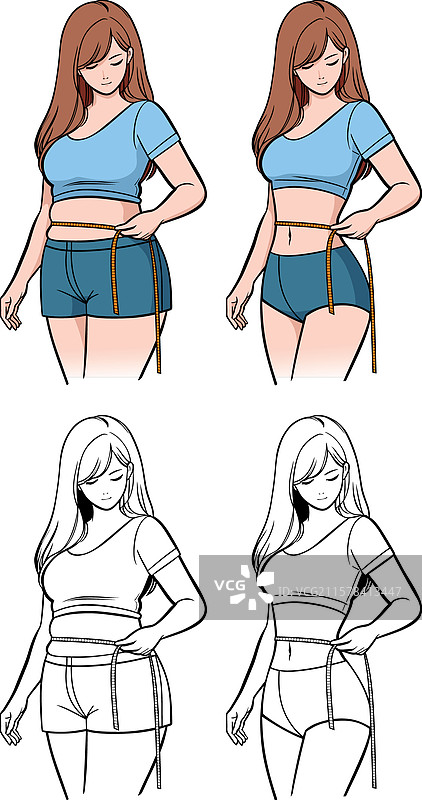 减肥前后的超重女孩图片素材