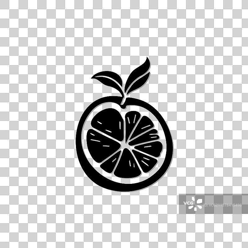 简约时尚的黑白橙色水果图标图片素材