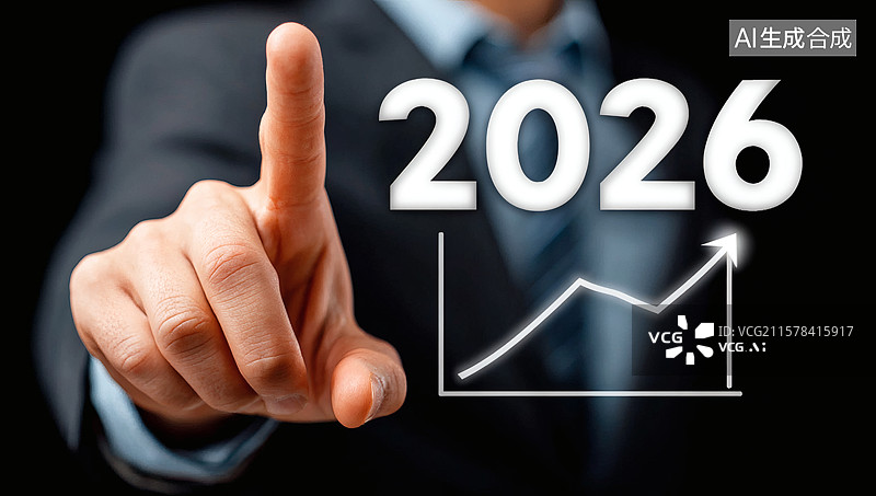 【AI数字艺术】手指前2026上升曲线图片素材