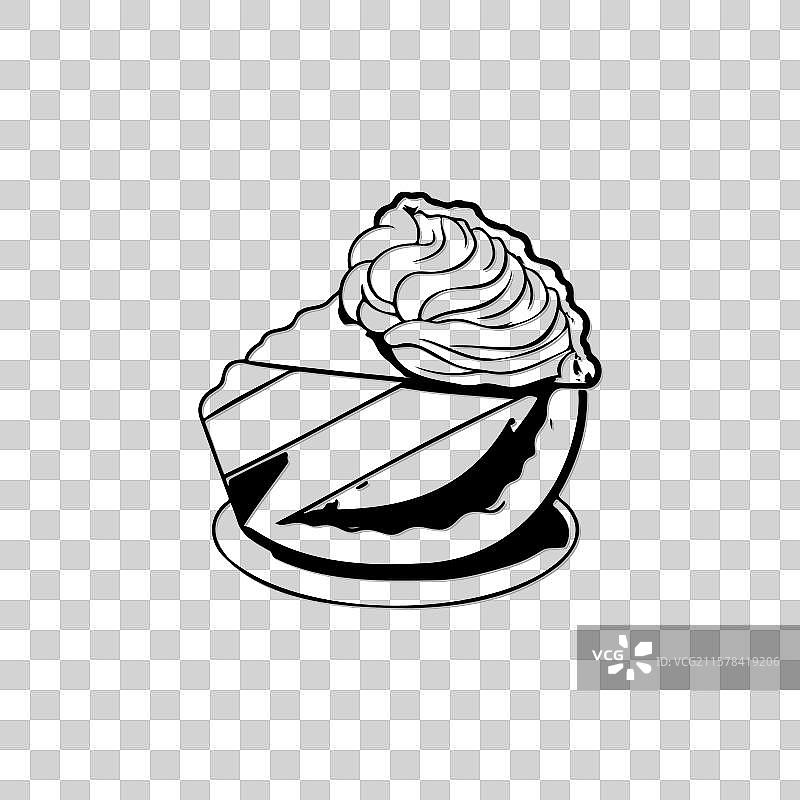 黑白蛋糕切片线条画图片素材