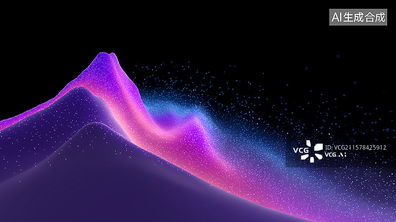 【AI数字艺术】紫色山峦星空极光梦幻插画图片素材