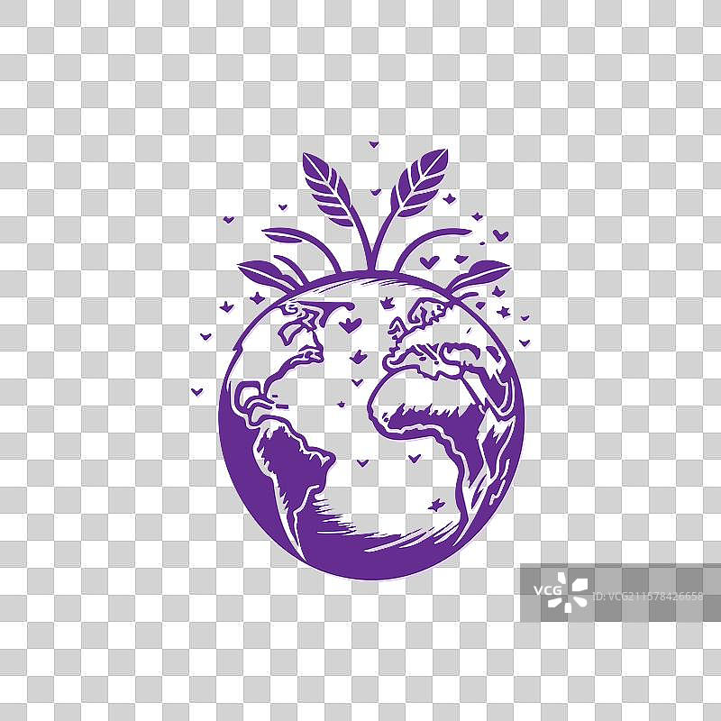 地球日与植物和心形图案图片素材