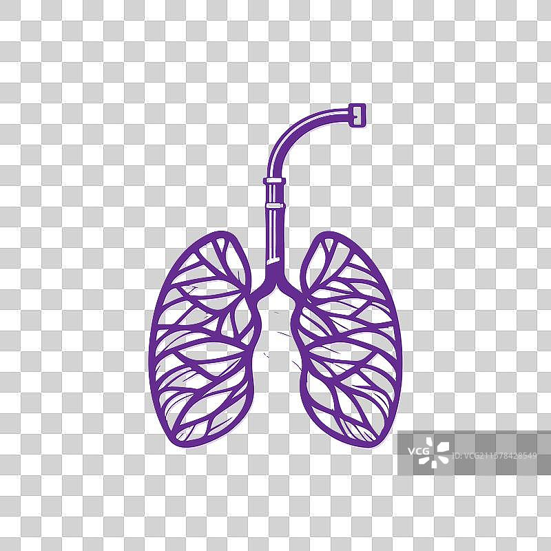 带呼吸管的人类肺部图片素材