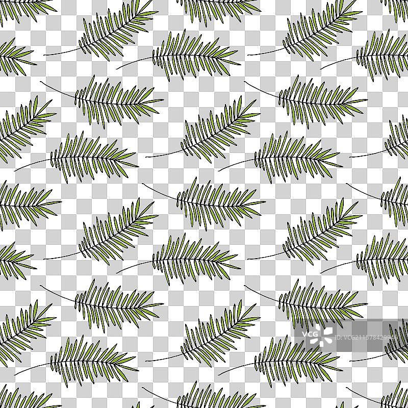 美丽绿色枝叶的无缝图案图片素材