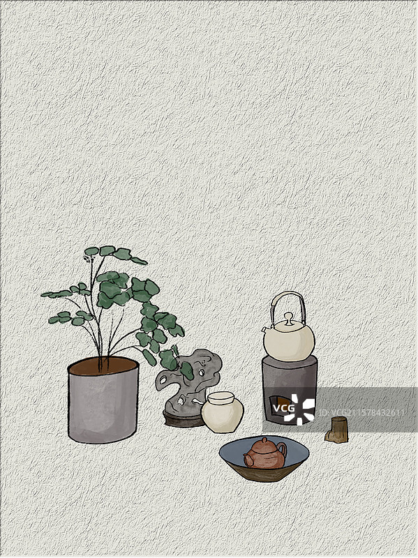 泡茶图水墨风图片素材
