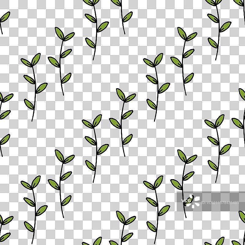 简单绿色树枝的无缝图案图片素材