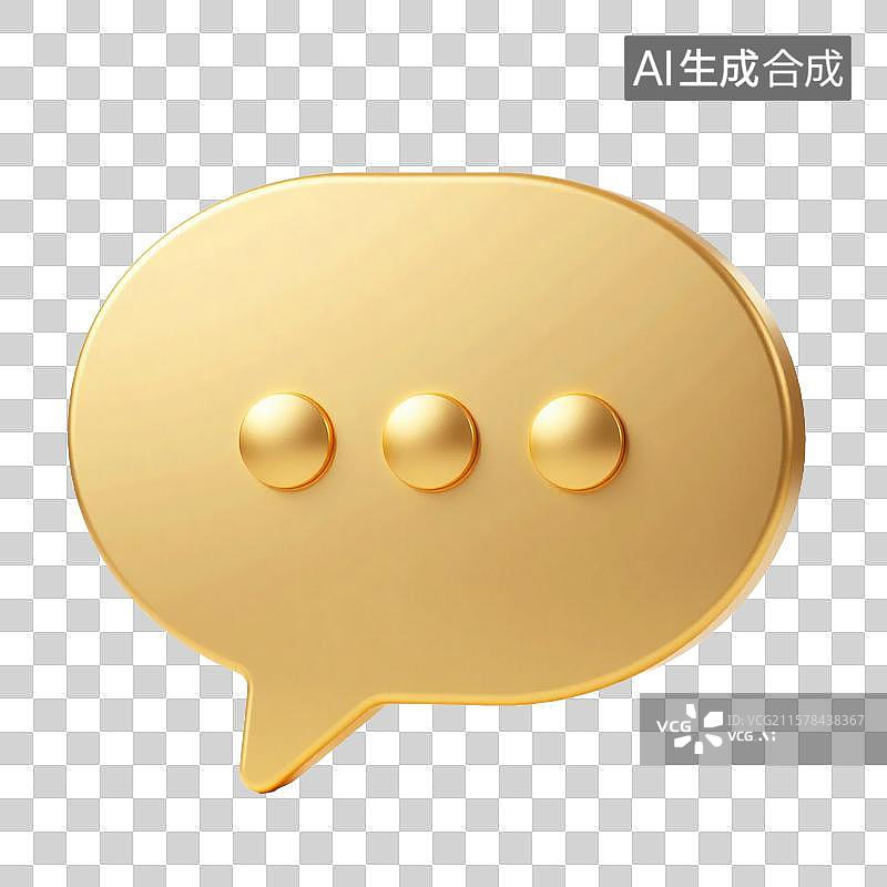 【AI数字艺术】3D金色气泡框图标图片素材