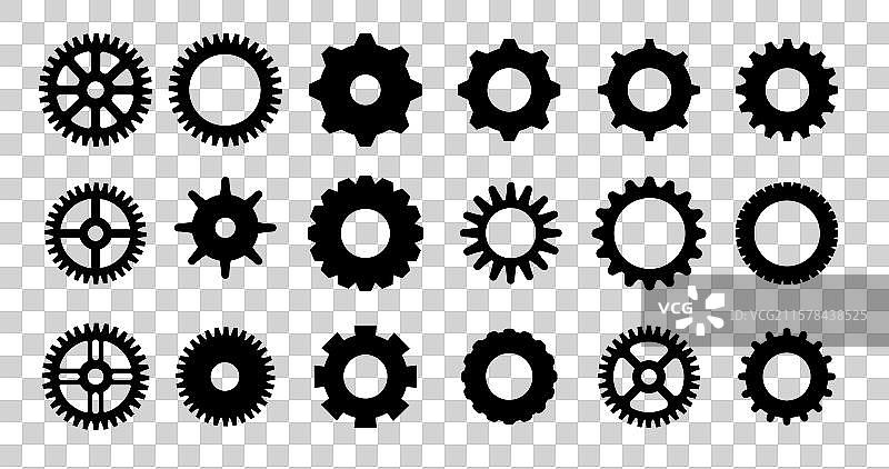 齿轮形状线条图标平面机械齿轮图标图片素材