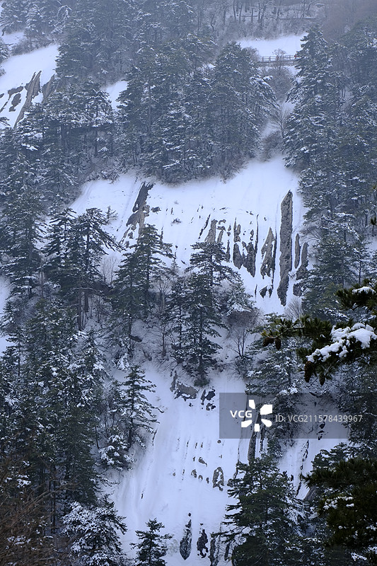 华山雪景图片素材