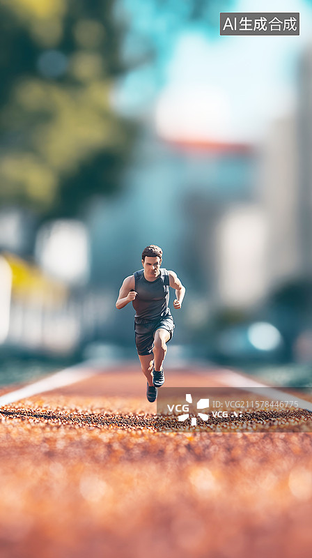 【AI数字艺术】AIGC：3D微缩景观 跑步冲刺 体育锻炼 全民健身图片素材