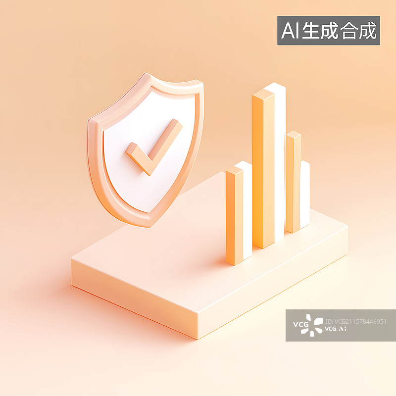 【AI数字艺术】AIGC:3D渲染 金融财经理财投资银行业安全保护盾背景插图图片素材