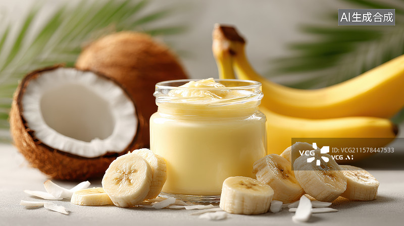【AI数字艺术】椰子和香蕉的美味组合图片素材