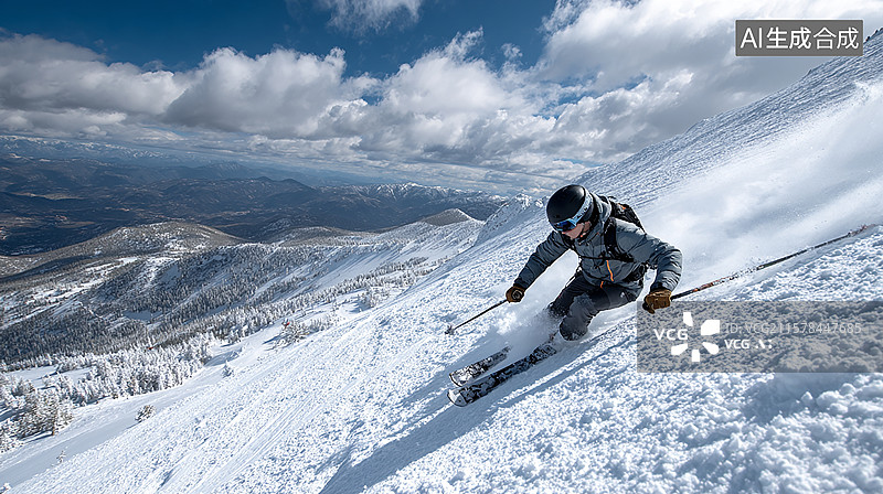 【AI数字艺术】极限运动的雪山滑雪图片素材