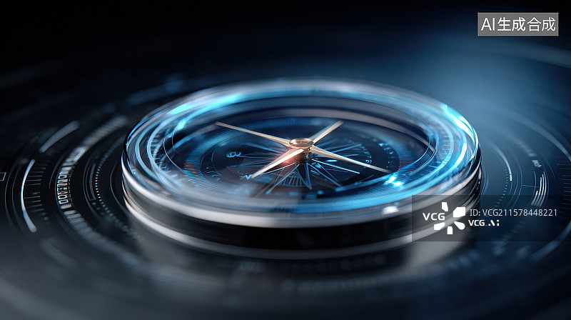 【AI数字艺术】未来科技感的指南针图片素材